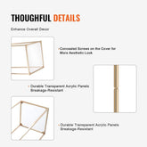 2PCS 31.5inch High Wedding Flower Stand, With Acrylic Laminate,Metal Vase Column Geometric Centerpiece Stands, Gold Rectangular Floral Display Rack for Events Reception, Party Decoration